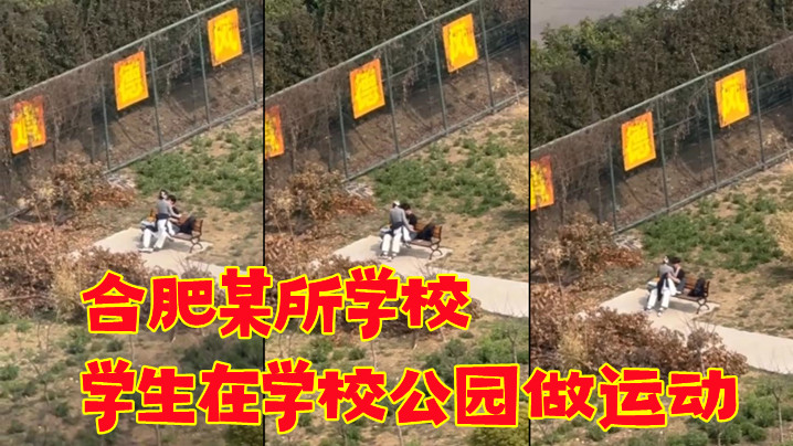 合肥某所学校学生在学校的公园做运动春天来了